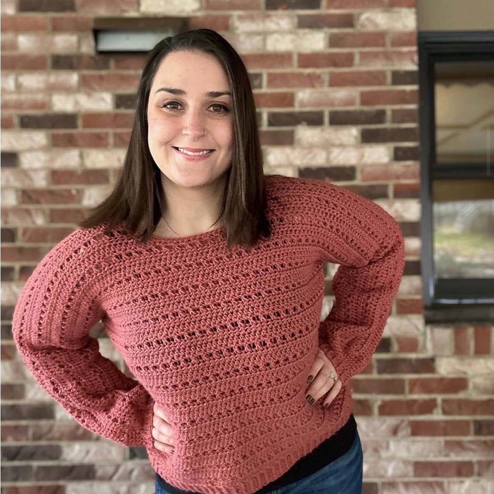 Elegant Crochet Sweater - Rose Pink